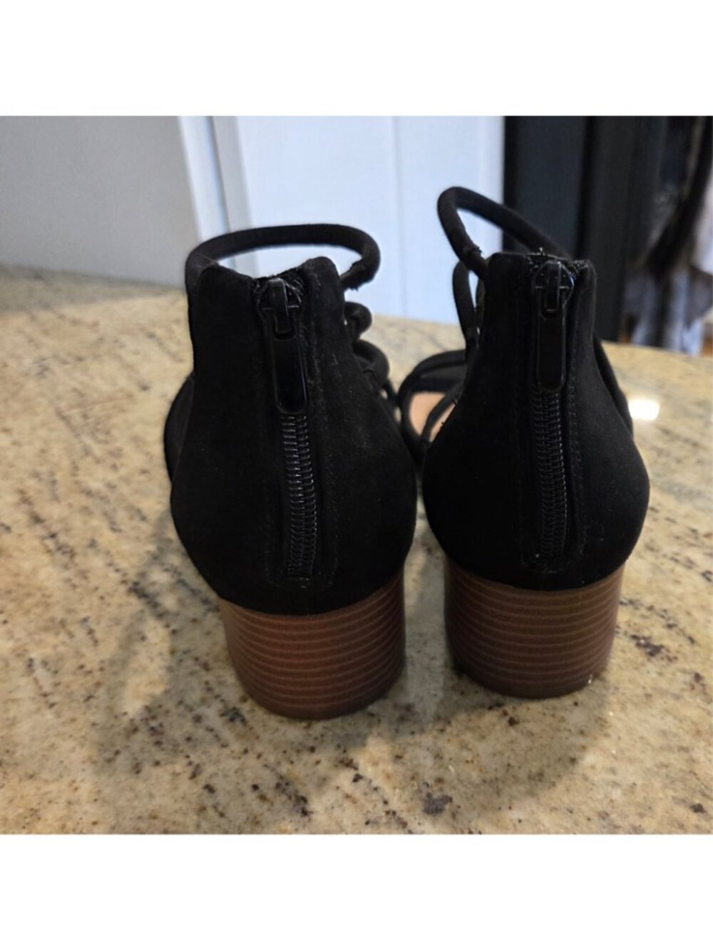 Torrid Strappy Sandals Womens US 7W Black Fabric Block Heel Open Toe Back Zip - Picture 6 of 14